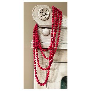 Knotted Red Bead Necklace